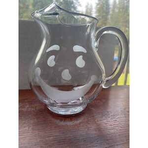 Kool-Aid Glass Pitcher OS Clear Excellent Etched Smiley Face Retro Advertising